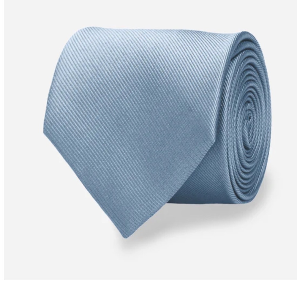 Tie Bar Grosgrain Solid Steel Blue Tie for Men